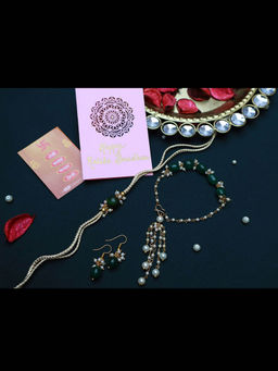 PAYA - Natural Stone Rakhi and Lumba Combo with Earrings
