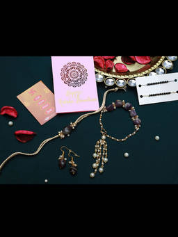 PAYA - Natural Stone Rakhi and Lumba and Nazariya - Mangalsutra Dhaaga Combo with Earrings