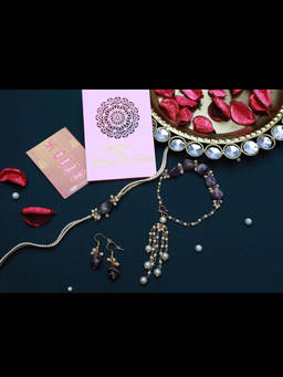 PAYA - Natural Stone Rakhi and Lumba Combo with Earrings