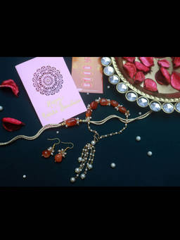 PAYA - Natural Stone Rakhi and Lumba Combo with Earrings