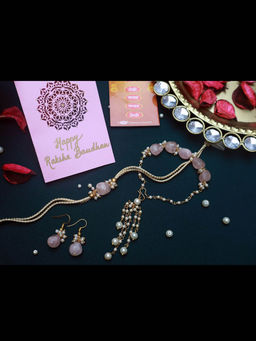 PAYA - Natural Stone Rakhi and Lumba Combo with Earrings