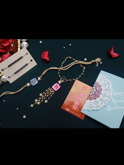 PAYA - MOP Rakhi and Lumba and Nazariya - Mangalsutra Dhaaga Combo