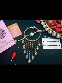 PAYA - Minimalist Kundan Rakhi and Lumba and Nazariya - Mangalsutra Dhaaga Combo