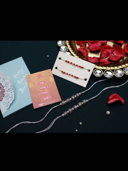 PAYA - Personalized Name Handmade Beads Rakhi and Nazariya Dhaaga Combo