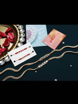 PAYA - Classic Kundan and Pearl Rakhi and Nazariya Dhaaga Combo