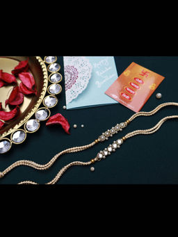 PAYA - Classic Kundan and Pearl Rakhi Combo