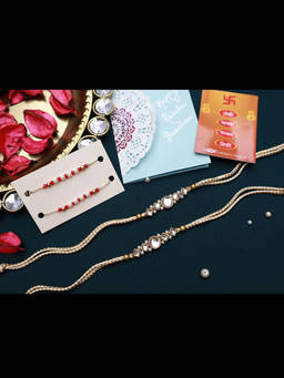 PAYA - Round Kundan Rakhi and Nazariya Dhaaga Combo