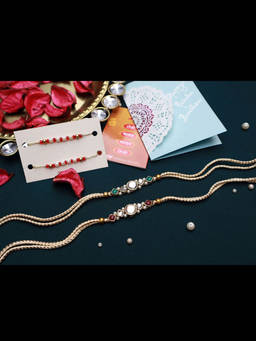 PAYA - Round Kundan Rakhi and Nazariya Dhaaga Combo