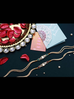PAYA - Round Kundan Rakhi Combo