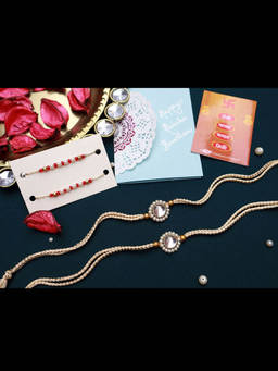 PAYA - Minimalist Kundan Rakhi and Nazariya Dhaaga Combo