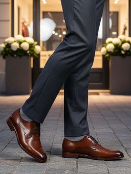 Bugatti - Mansueto Flex Cognac Premium Leather Comfort Derbies