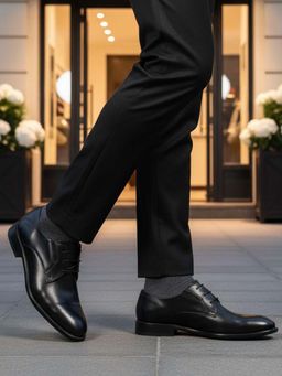 Bugatti - Livorno Flex Evo Black Premium Leather Comfort Derbies