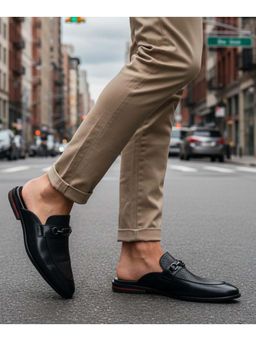 Bugatti - Rico Black Premium Leather Comfort Mules