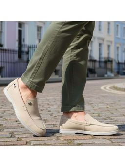 Bugatti - Sandiago Beige Premium Leather Comfort Slip-On Loafers