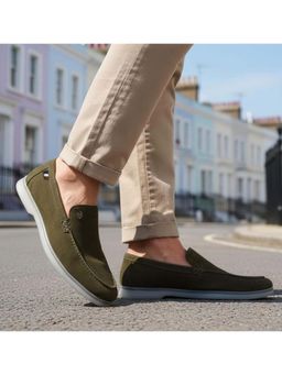 Bugatti - Sandiago Olive Premium Leather Comfort Slip-On Loafers