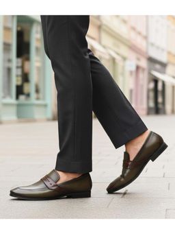 Bugatti - Margo Olive Premium Leather Comfort Loafers