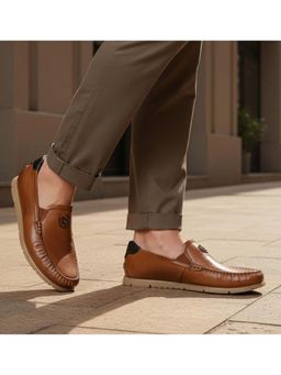 Bugatti - Clipperton Cognac Premium Leather Comfort Slip-On Loafers