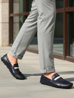 Bugatti - Olexa Dark Blue Premium Leather Slip-On Loafers