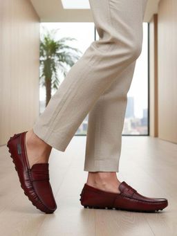 Bugatti - Manfield Red Premium Leather Slip-On Loafers