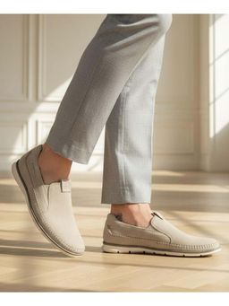 Bugatti - Bruno Beige Premium Leather Comfort Slip-On Casual Loafers