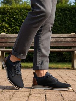 Bugatti - Sione Comfort Dark Blue Premium Leather Casual Derbies