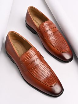 Imperio - By Regal Tan Men Croco Leather Formal Loafers