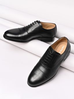 Imperio - By Regal Black Men Classic Leather Lace Up Oxfords