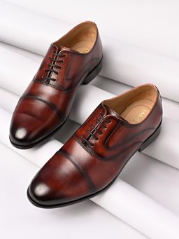 Imperio - By Regal Tan Men Classic Leather Lace Up Oxfords