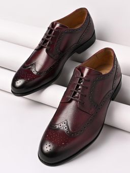 Imperio - By Regal Cherry Men Leather Lace Up Brogues