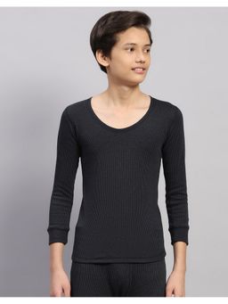 Monte Carlo - Black Kids Round Neck Full Sleeve Thermal Top