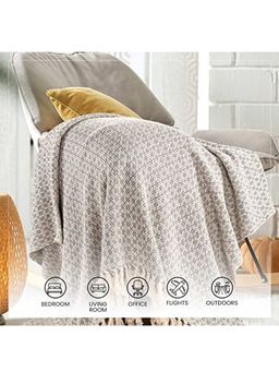 Sashaa World - Soft Cotton Throw Blanket for Sofa Bed- Grey