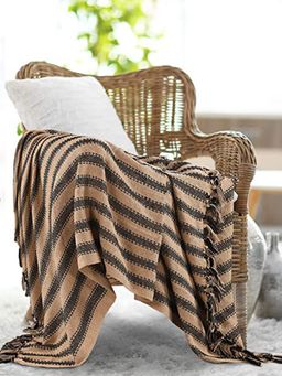 Sashaa World - Striped Sofa Throw in Camel Color