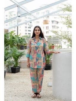 GulaboSitabo - Multi-Color Printed Cotton Shirt & Pant Co-Ord (Set of 2)