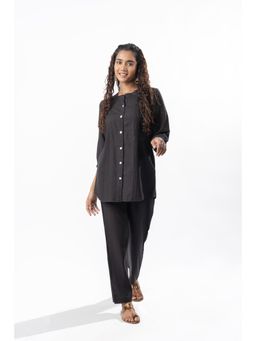 GulaboSitabo - Black Pleated Collar Co-Ord Kurti & Pant (Set of 2)