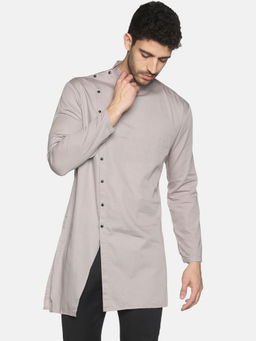 SHOWOFFFF - Mens Casual Grey Slim Fit Full Kurta