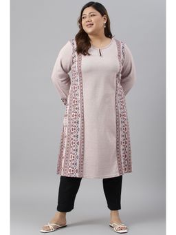 W - Pink Floral Winter Kurta