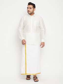 Vastramay - Men White Silk Blend Shirt and Mundo