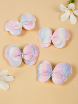 Stol'N - Pink Cotton Embellished Hair Clips (Pack of 4)