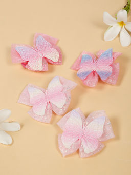 Stol'N - Pink Cotton Embellished Hair Clips (Pack of 4)