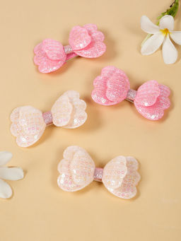 Stol'N - Pink Cotton Embellished Hair Clips (Pack of 4)