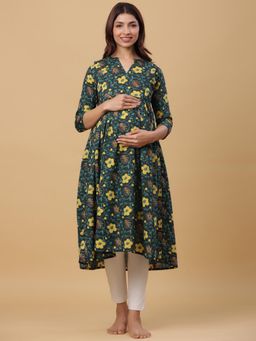 CRAFIQA - Green Printed Kurta