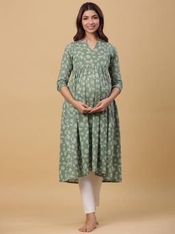 CRAFIQA - Green Printed Kurta