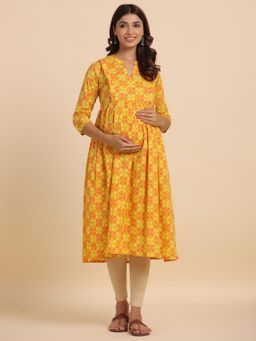 CRAFIQA - Mustard Printed Kurta