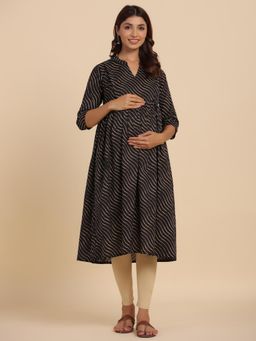 CRAFIQA - Black Printed Kurta
