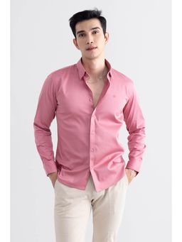 Snitch - On Loop Peach Satin Stretch Shirt for Men