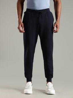 Tommy Hilfiger - Navy Blue Regular Fit Solid Mid Rise Joggers