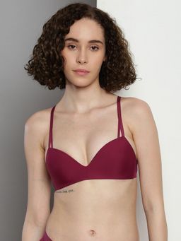 Calvin Klein - Maroon Medium Coverage Padding Non-Wired Demi-Cup Bra