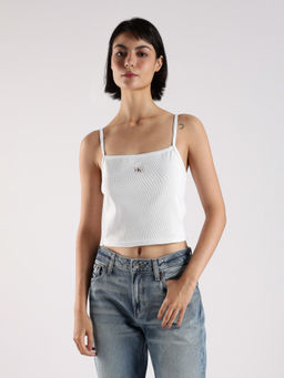 Calvin Klein - White Slim Fit Cotton Straps Neck Cami Top