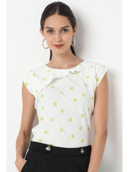 Not So Pink - Green Women Cap Sleeves Styled Top