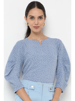 Not So Pink - Blue Women Sleeves Pleated Detailed Styled Top